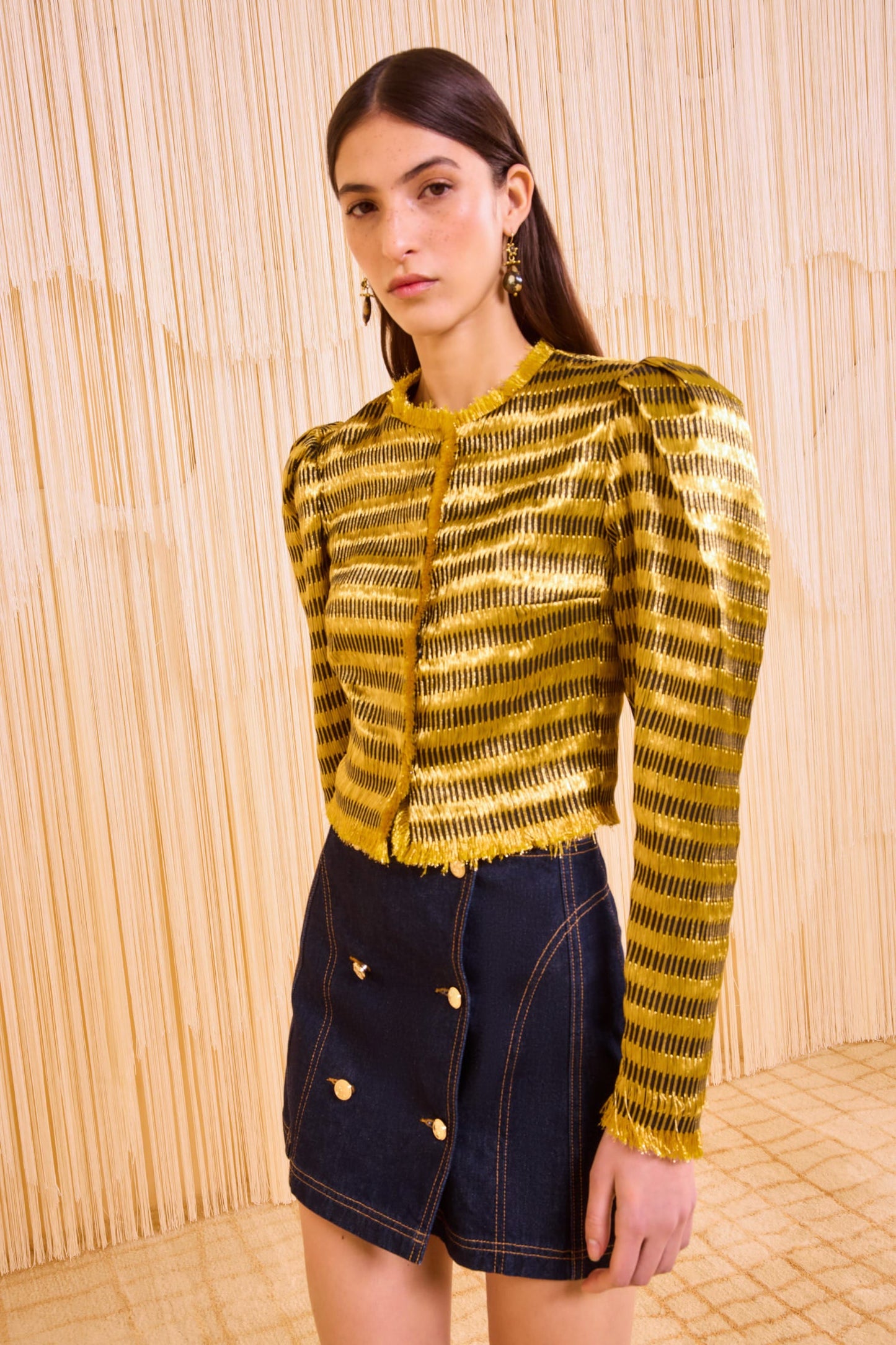 Belle Collarless Jacket - Gold Spun