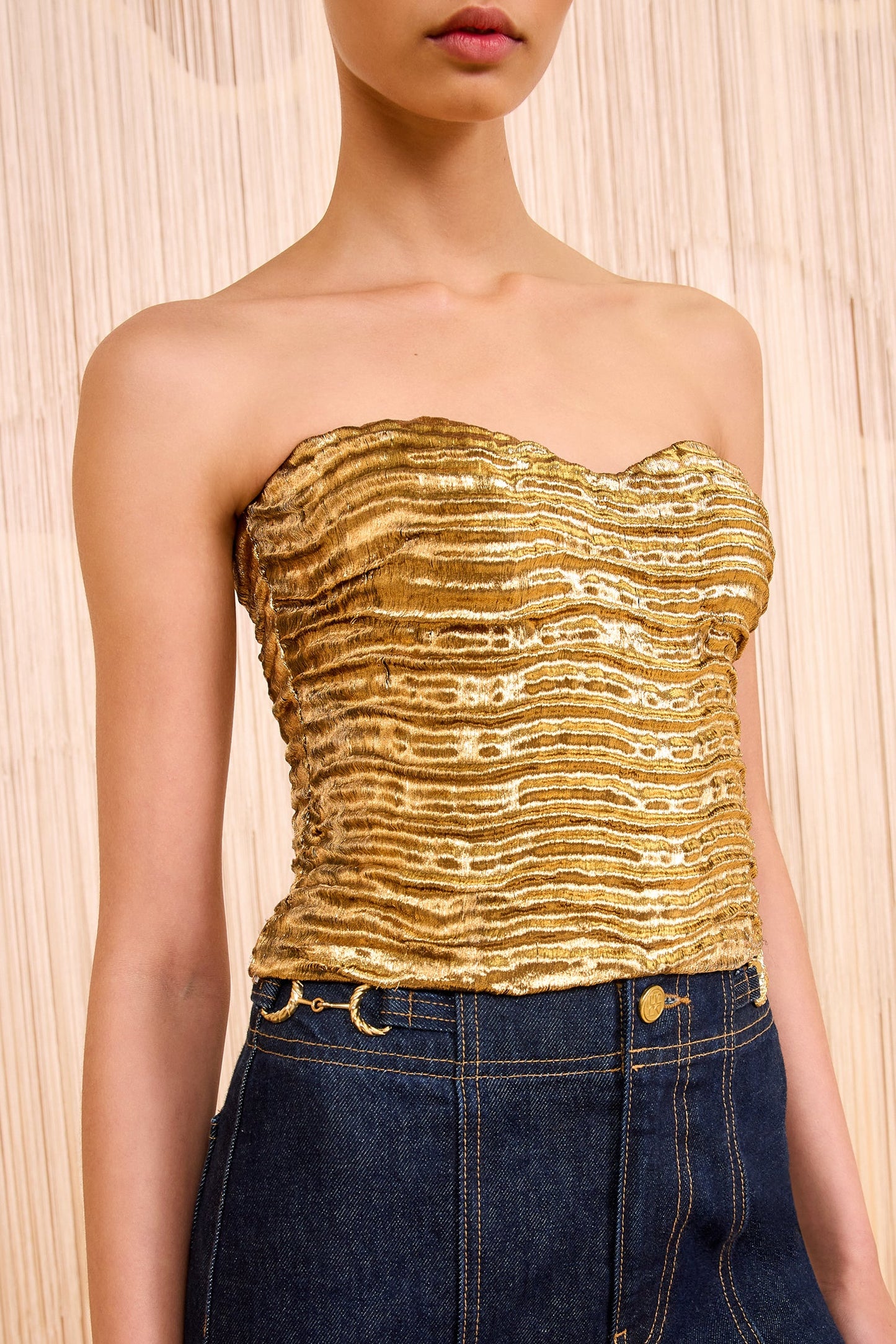 Heleen Metallic Cropped Cami Top - Oro