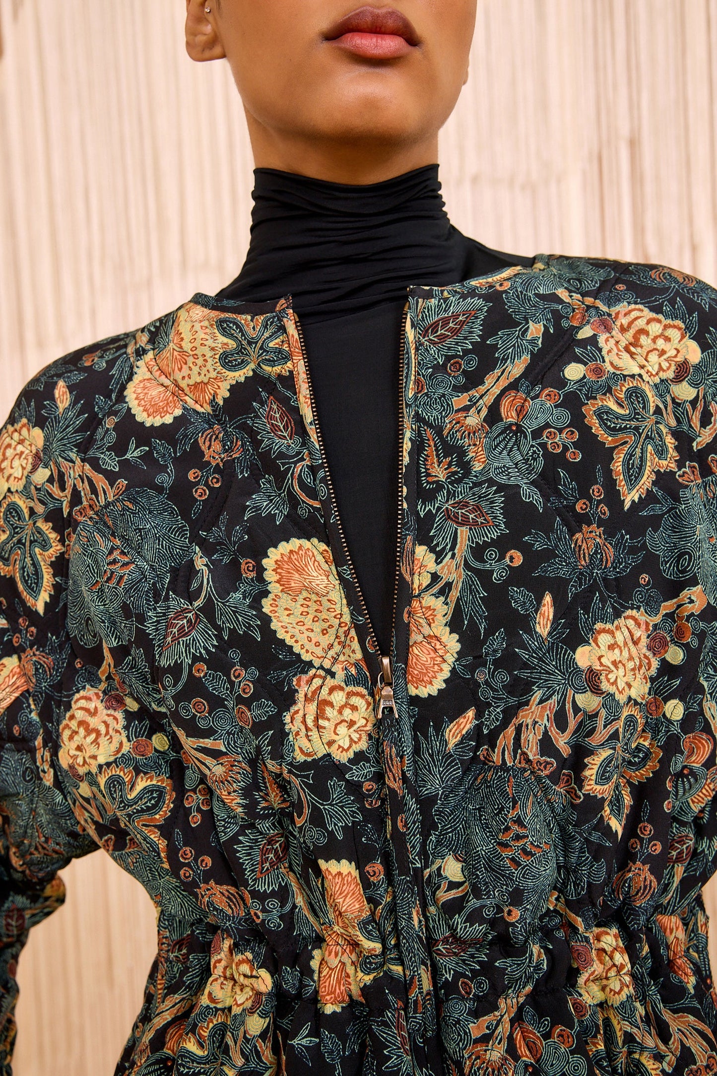 Noumi Silk Quilted Coat - Nuit