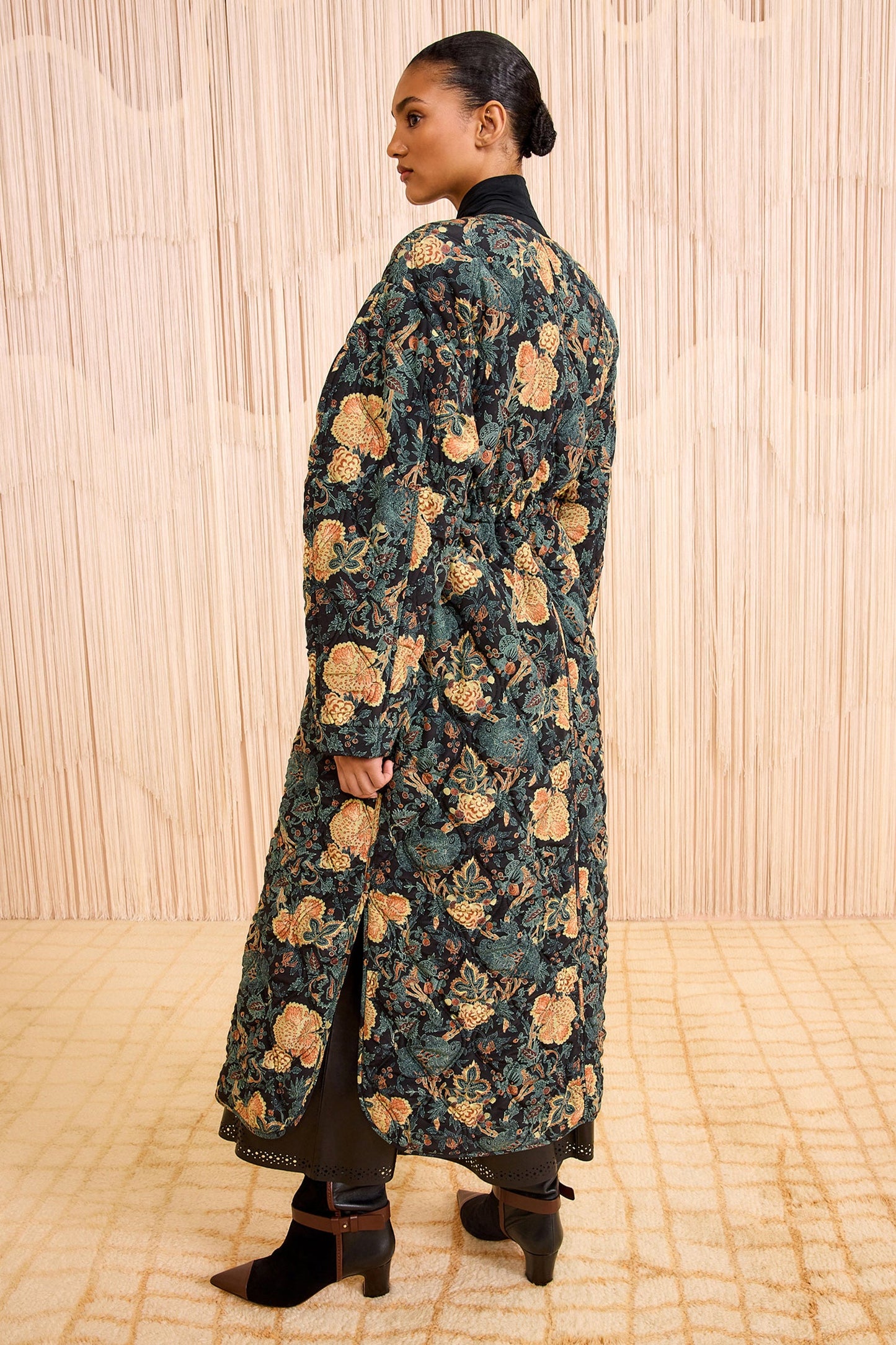 Noumi Silk Quilted Coat - Nuit