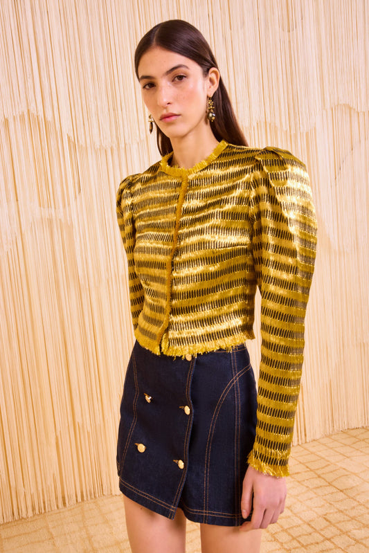 Belle Collarless Jacket - Gold Spun