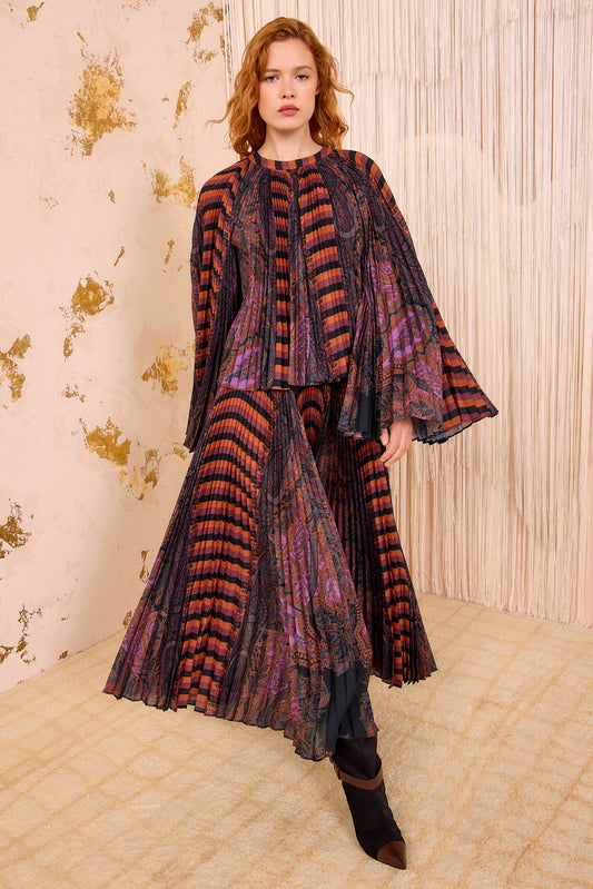 Ella Pleated Bell Sleeve Blouse - Amethyst