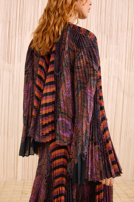 Ella Pleated Bell Sleeve Blouse - Amethyst