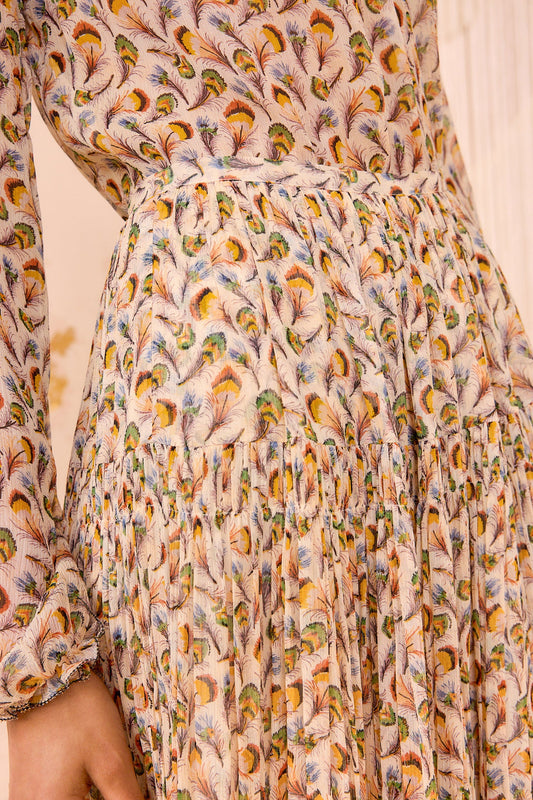 Gaelle Silk High Waist Maxi Skirt - Swan