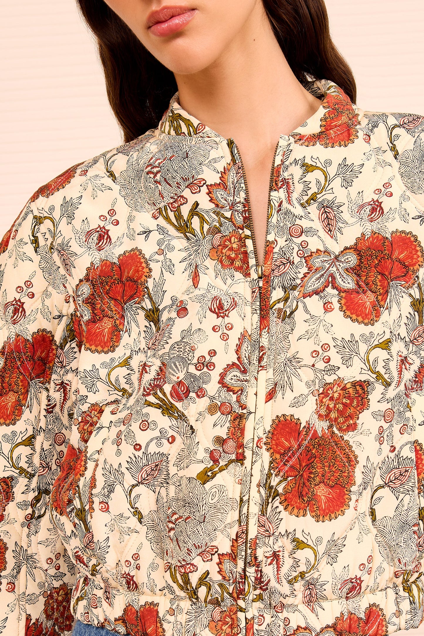 Lavinia Silk Quilted Bomber Jacket - Wintergarden