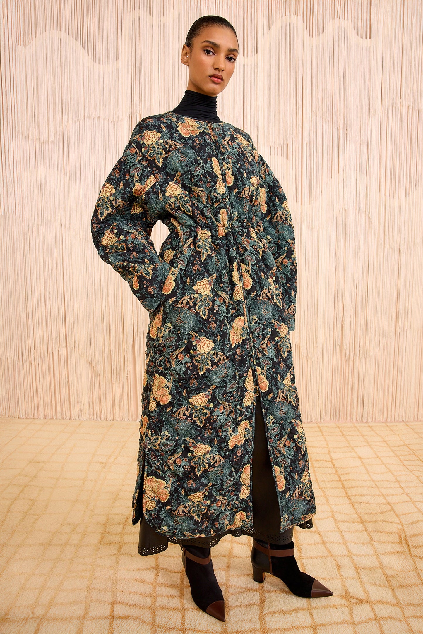 Noumi Silk Quilted Coat - Nuit