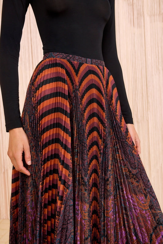 Shayna High Waist Pleated Midi Skirt - Amethyst